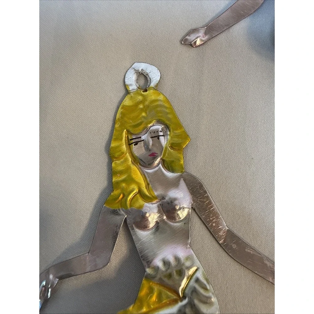 Vintage 3 Metal Mermaids Wall Decor Art Trio Gold Silver Toned Coastal Nautical